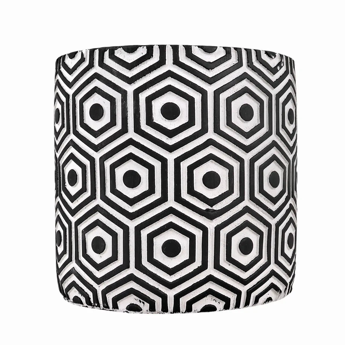 Maceta Textura Hexagonal, Color Negro