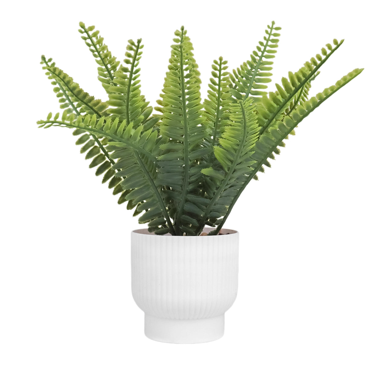 Maceta Blanca con Helecho, Planta Artificial