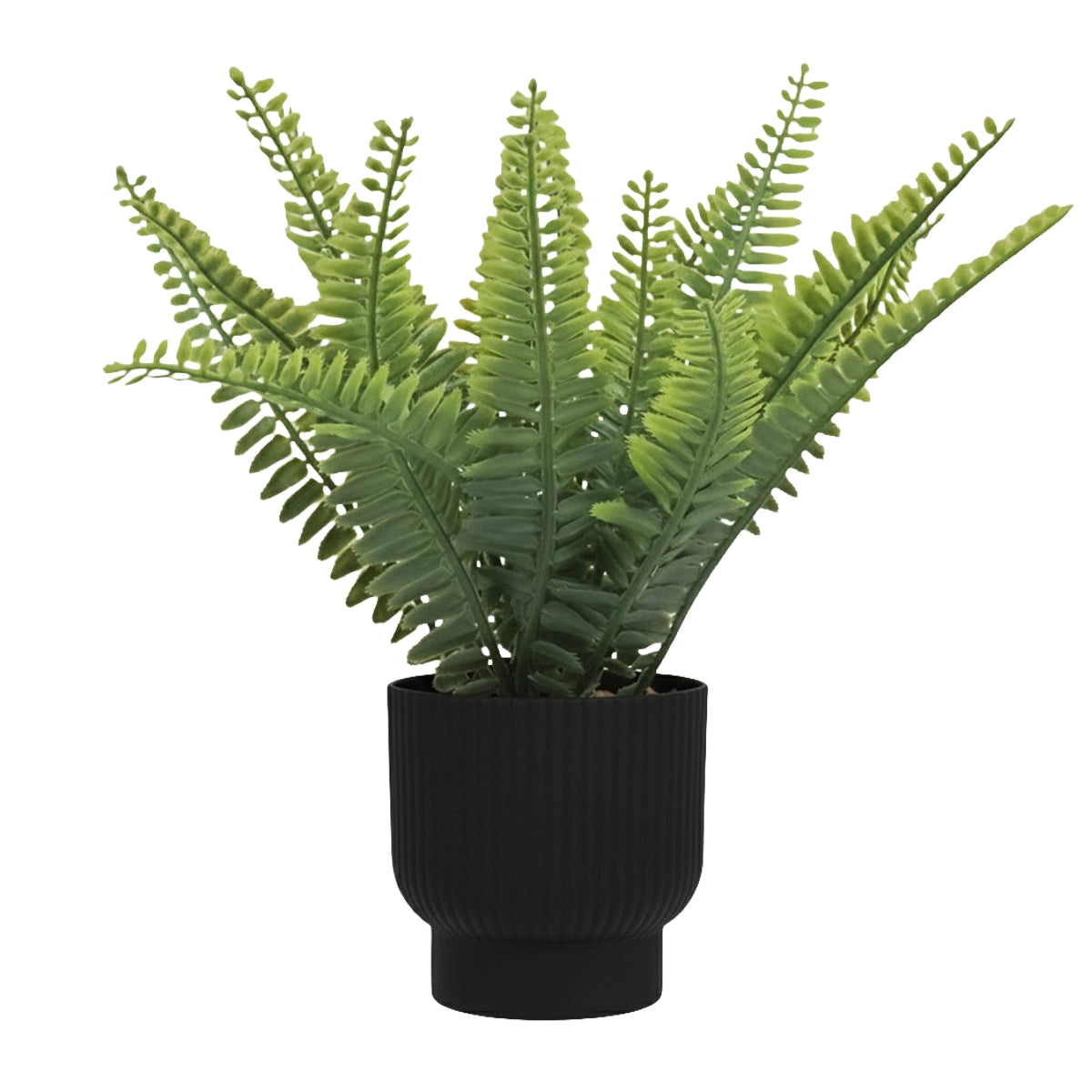 Maceta Negra con Helecho, Planta Artificial