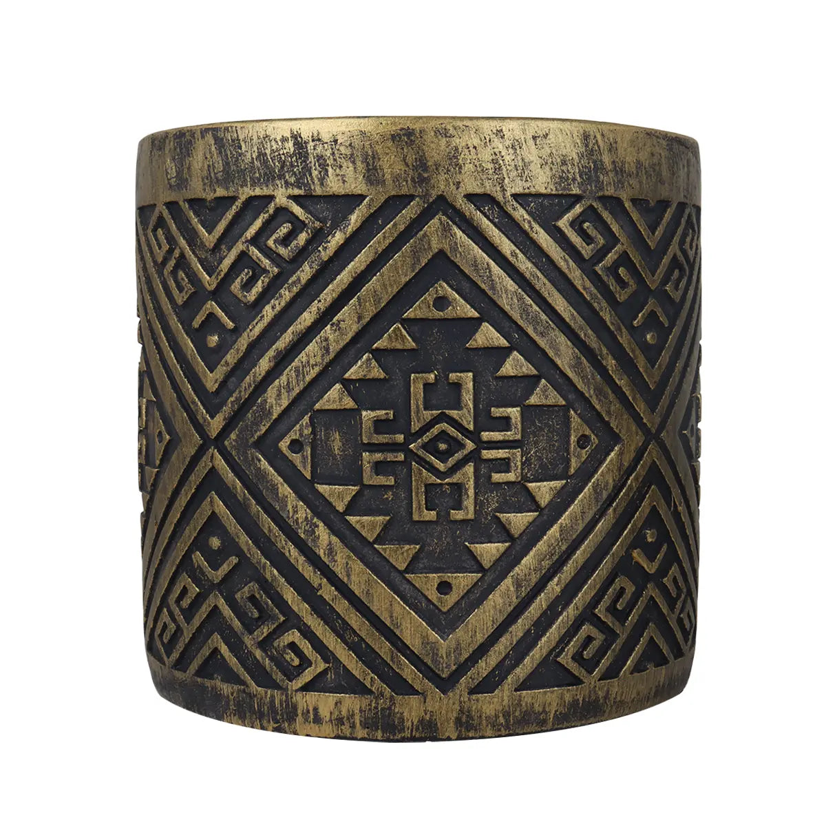 Maceta, Diseño Patrón, Color Negro y Oro