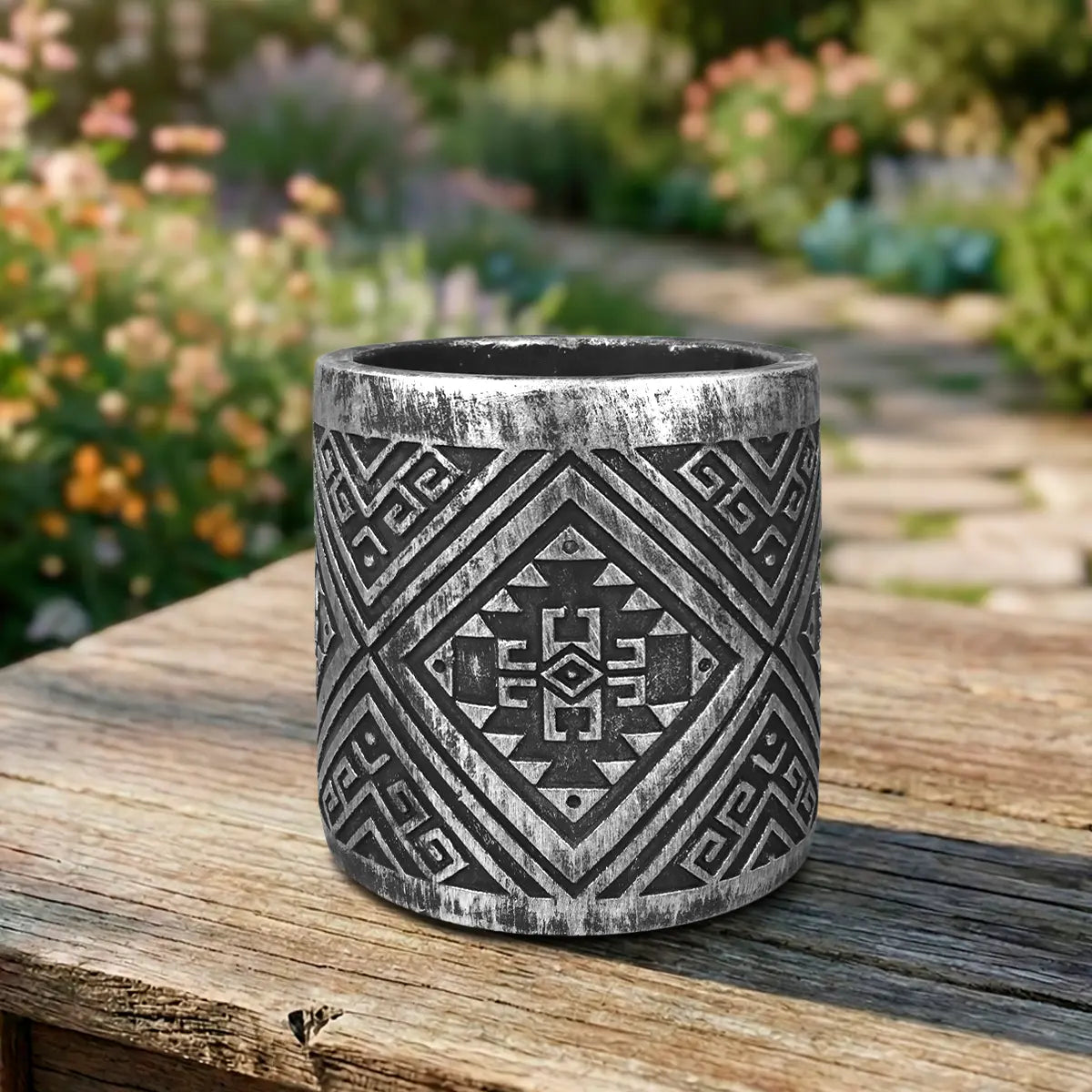 Maceta, Diseño Patrón, Color Plata