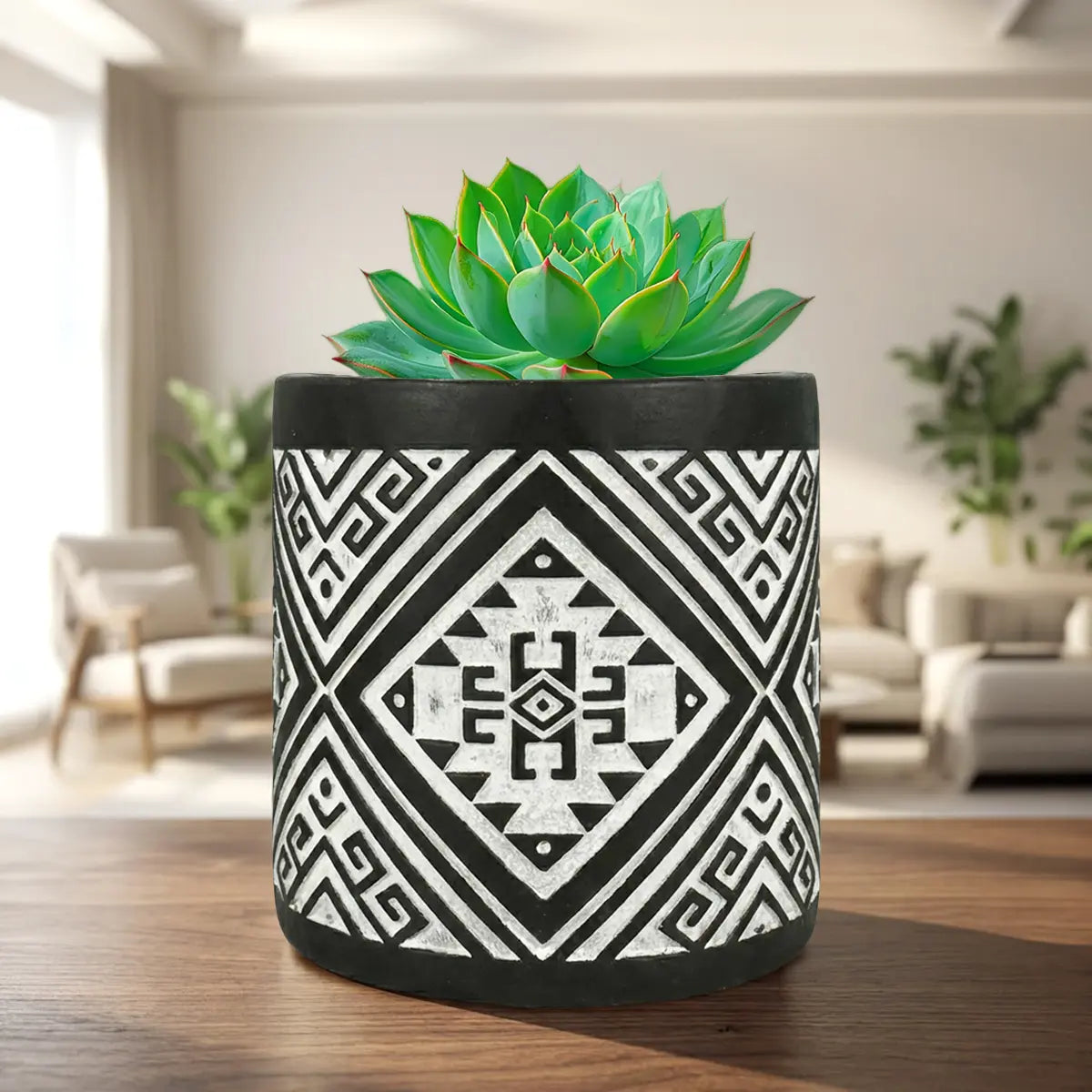 Maceta, Diseño Patrón, Color Negro