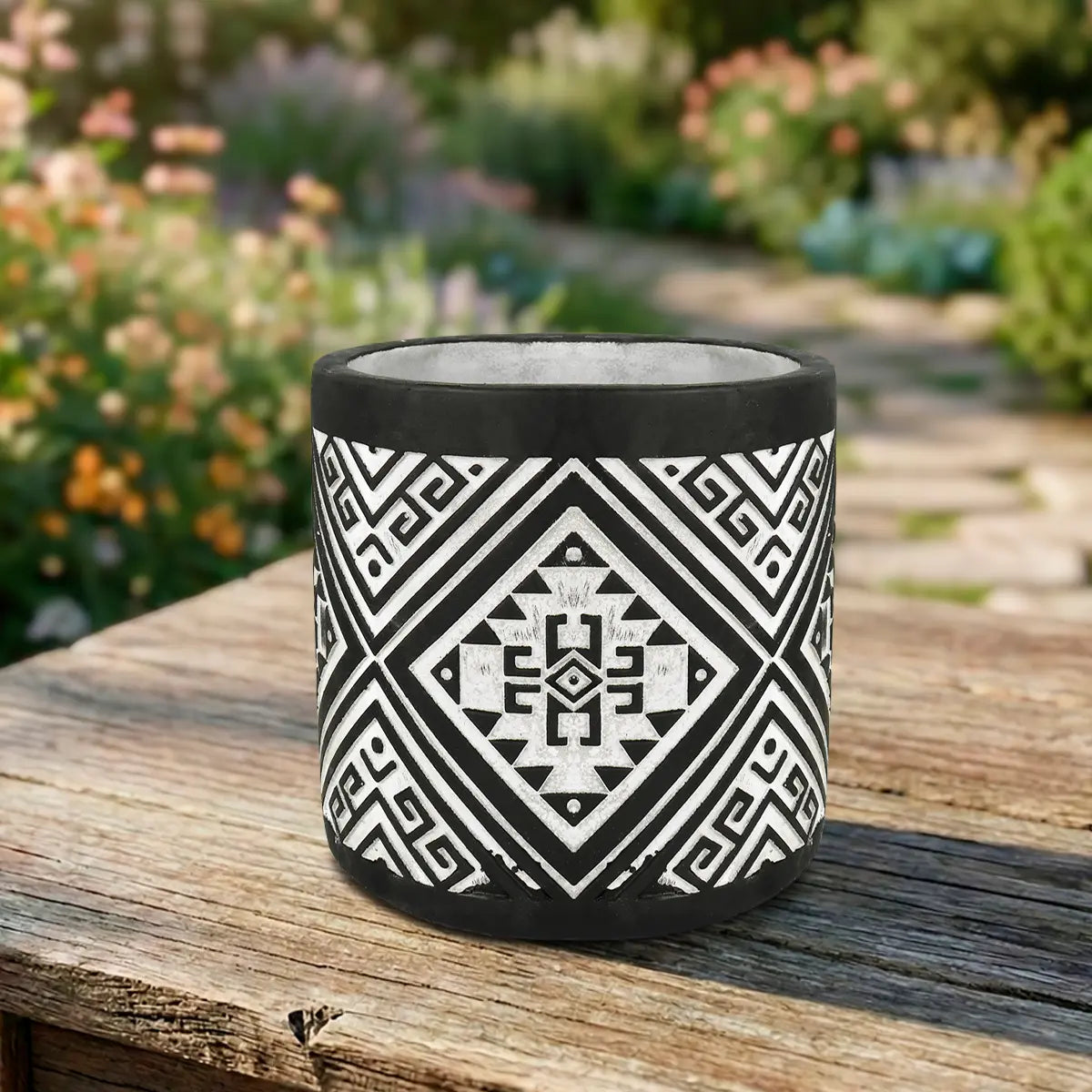 Maceta, Diseño Patrón, Color Negro