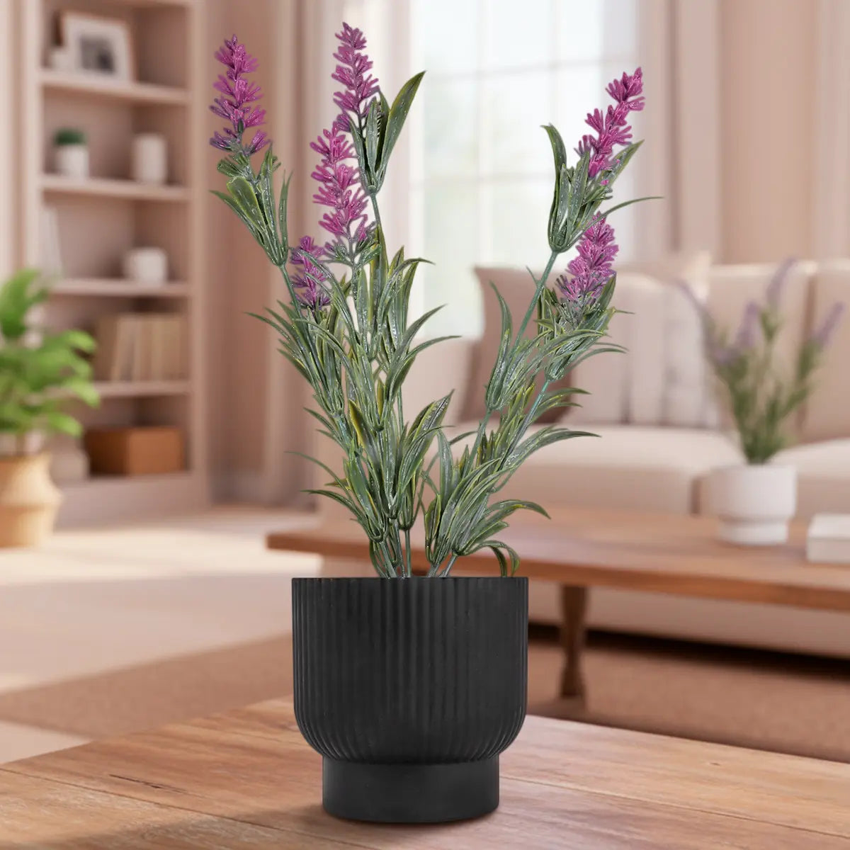 Lavanda Artificial con Maceta, Color Rosa