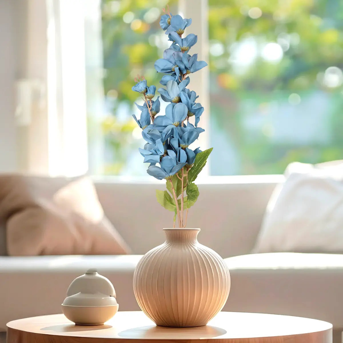 Gardenia, 8 Flores Artificiales, Color Azul