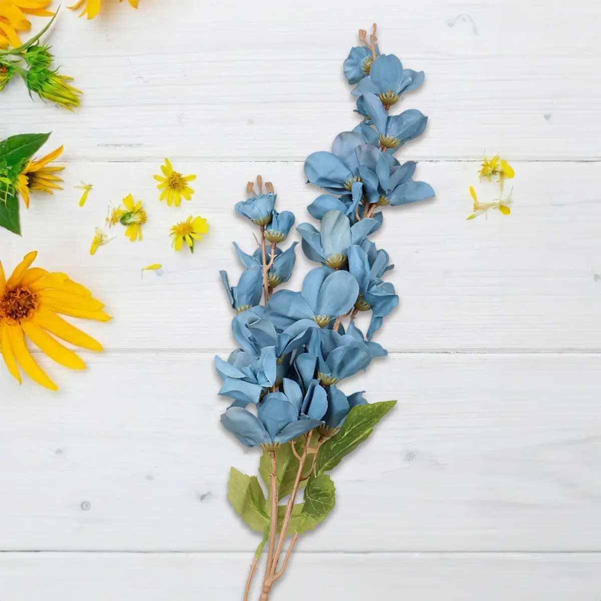 Gardenia, 8 Flores Artificiales, Color Azul