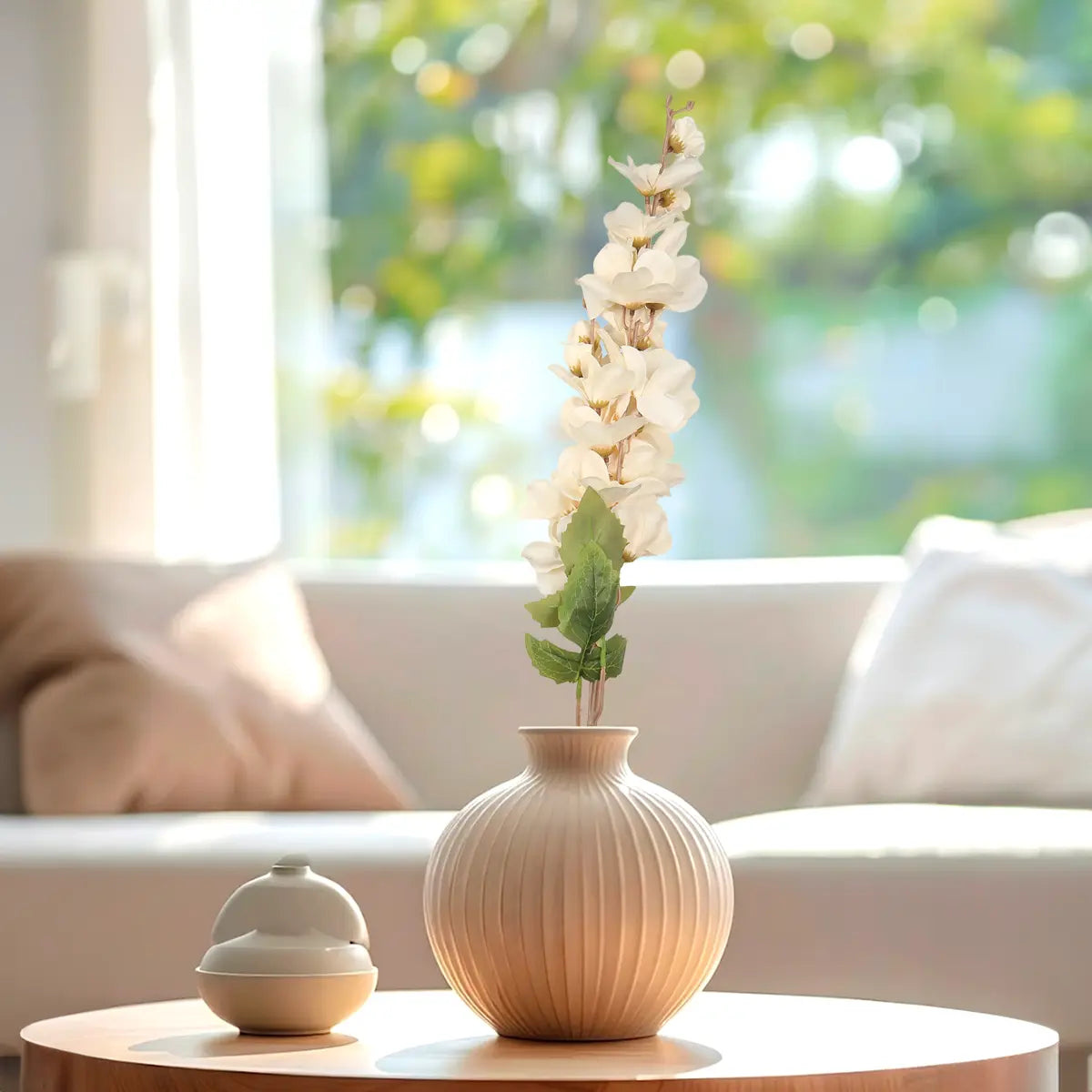 Gardenia, 8 Flores Artificiales, Color Crema