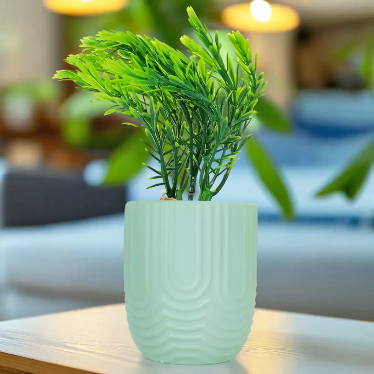 Planta con Maceta, Textura Arcoíris, Color Verde