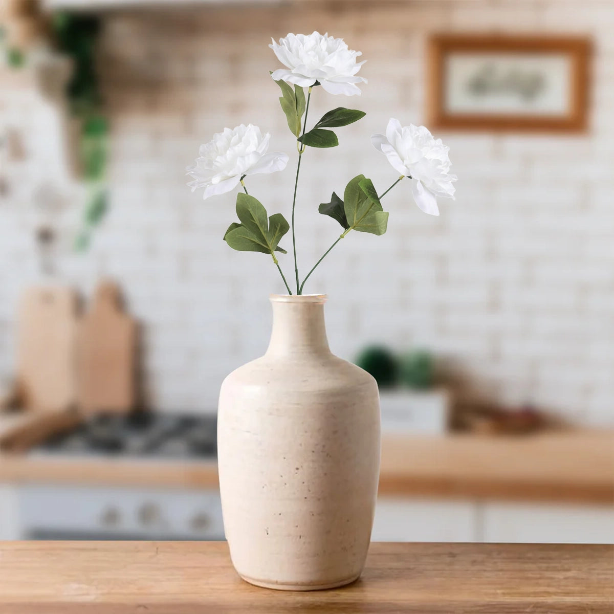 Ramo de Peonias, Color Blanco, 3 pzas