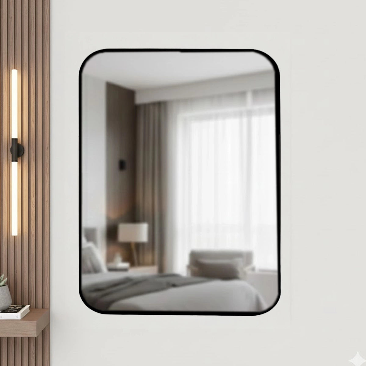 Espejo Rectangular, Color Negro