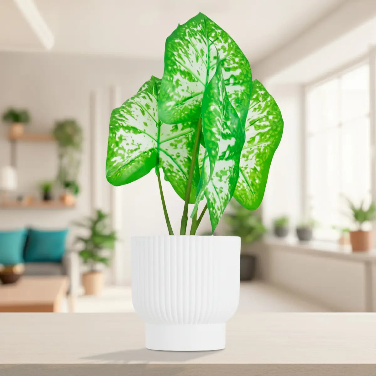 Planta Potus Artificial con Maceta Blanca