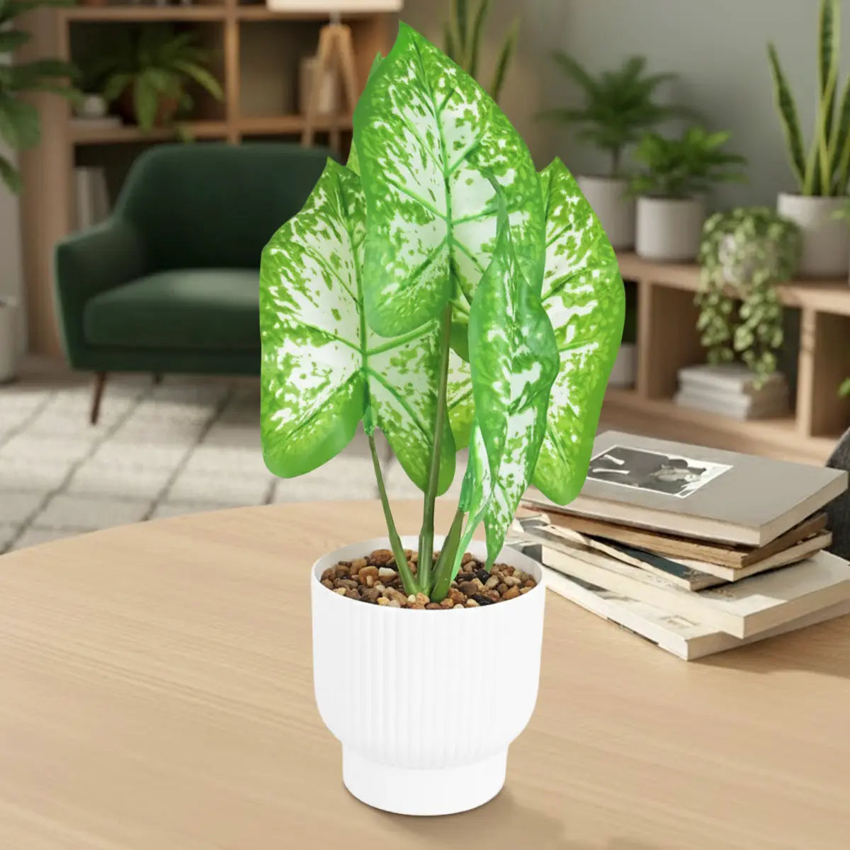 Planta Potus Artificial con Maceta Blanca