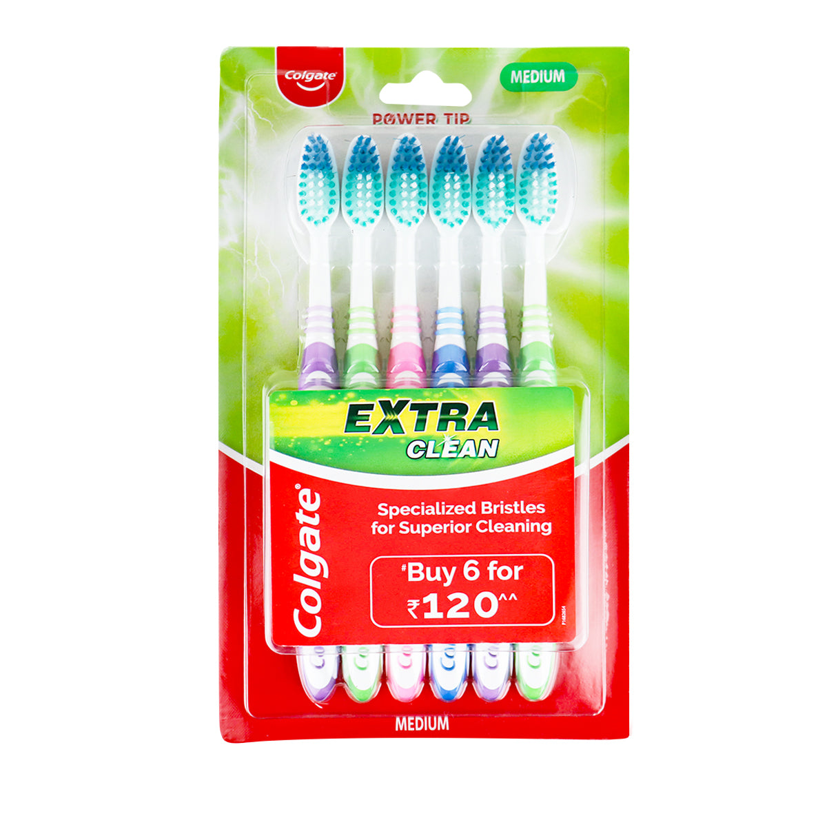 Cepillos de Dientes, Colgate Extra Clean Medium, 6 pzas