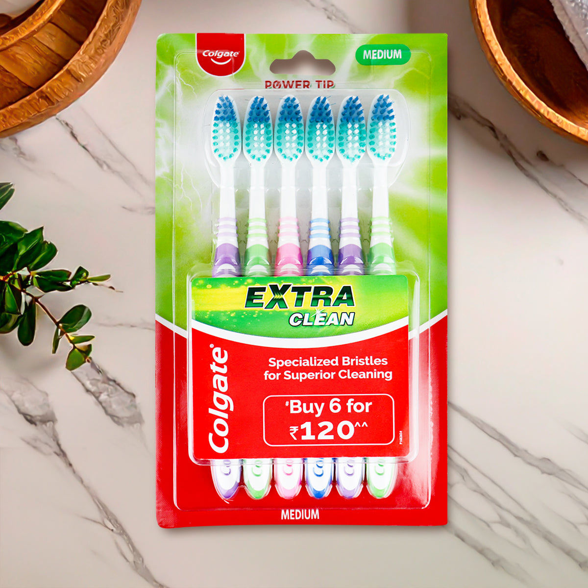 Cepillos de Dientes, Colgate Extra Clean Medium, 6 pzas