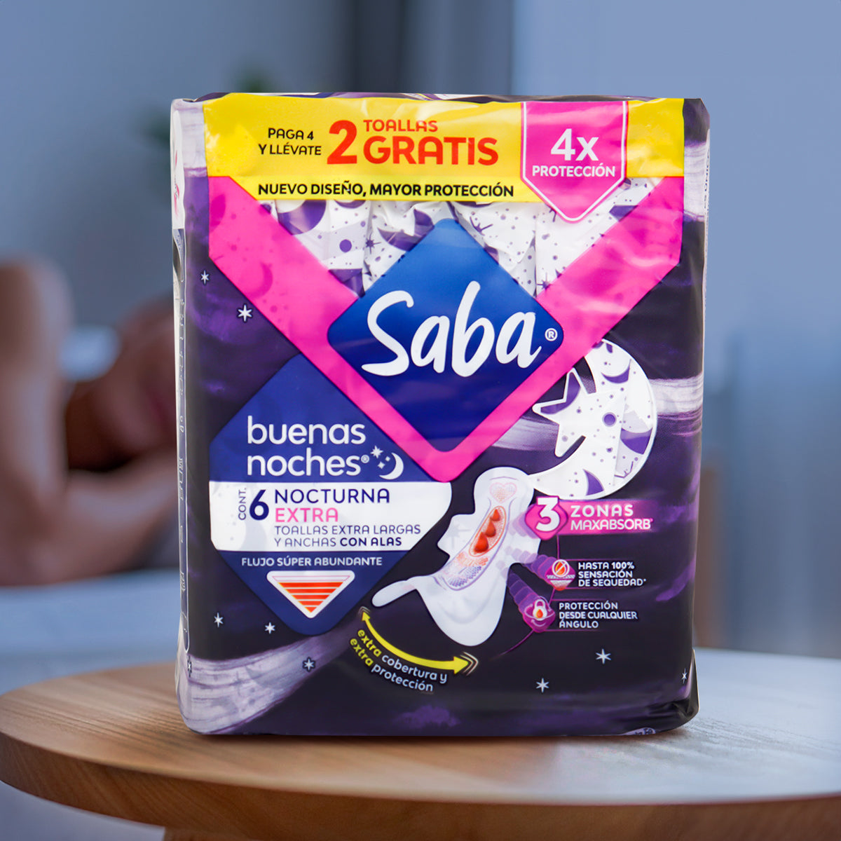 Toallas Femeninas Buenas Noches, Saba, 6 pzas