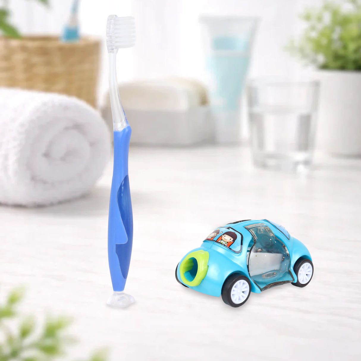 Cepillo Dental Infantil con Coche de Juguete, Cool Dent, Color Azul