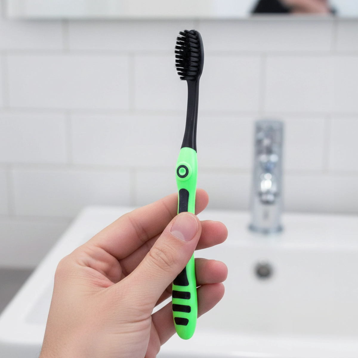 Cepillo de Dientes con Protector, Color Verde