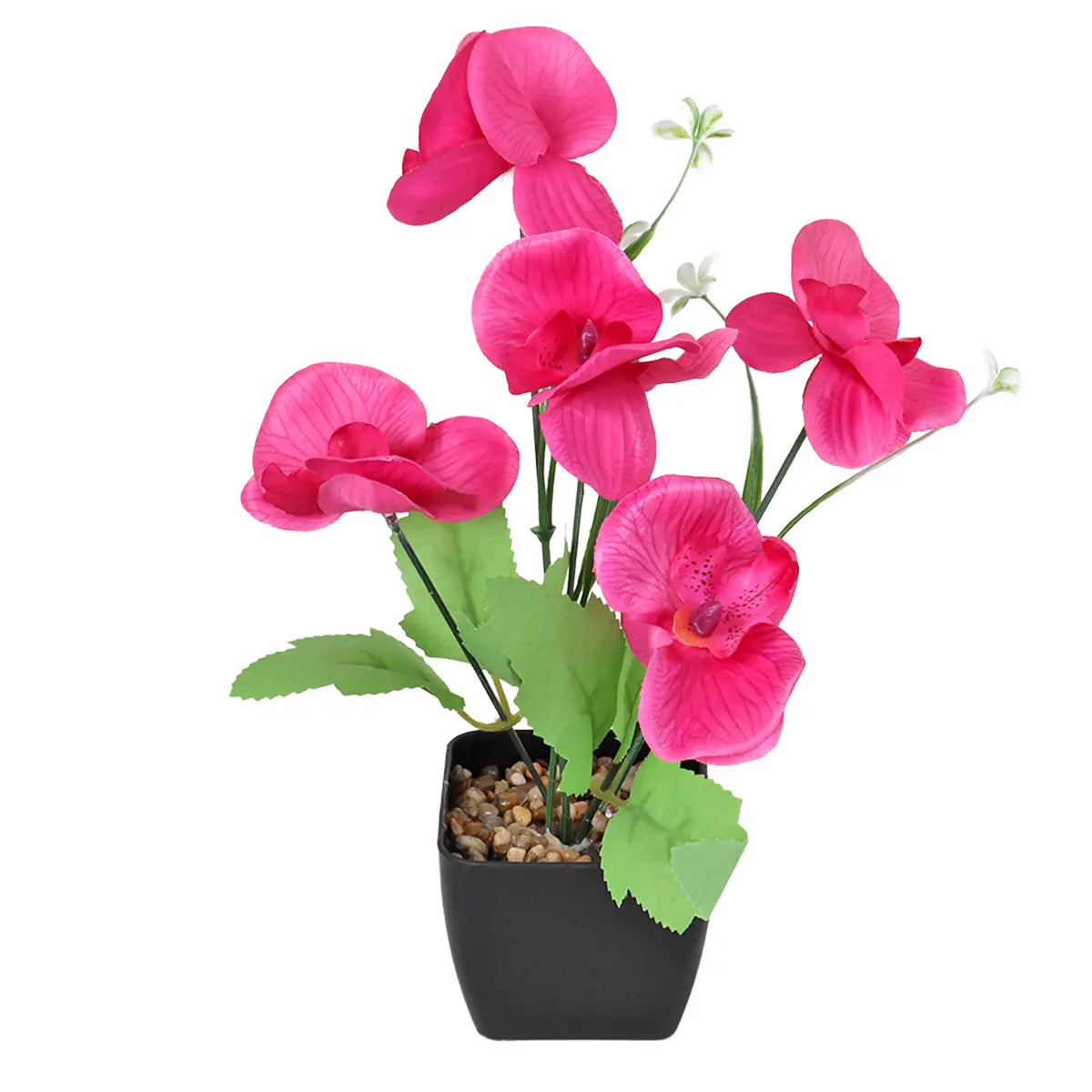 Orquídea Mariposa Artificial con Maceta, Color Fucsia