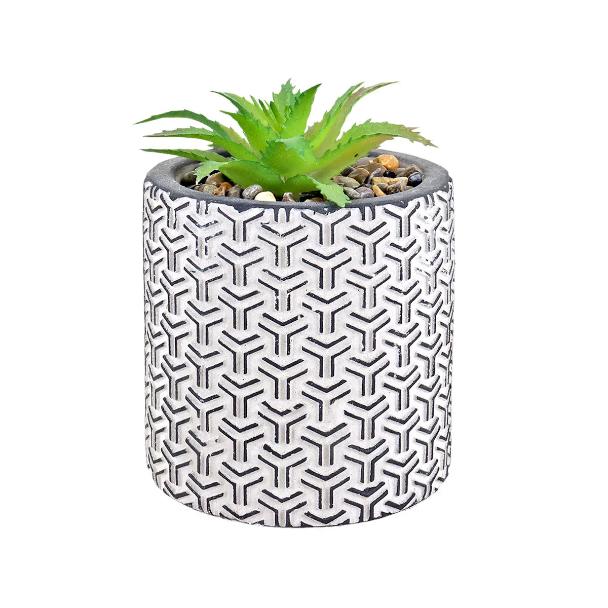 Maceta Cilindro, Diseño Textura, Color Negro