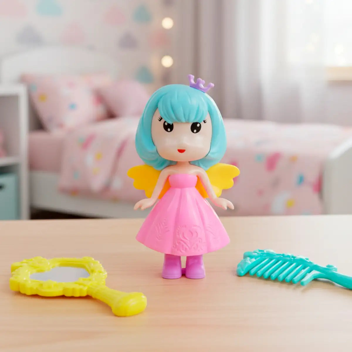 Set de Muñeca Hada con Accesorios, Peine y Espejo