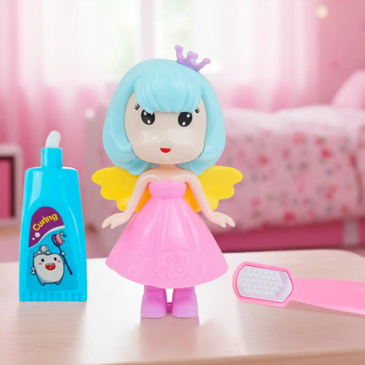 Set de Muñeca Hada con Accesorios, Pasta y Cepillo de Dientes