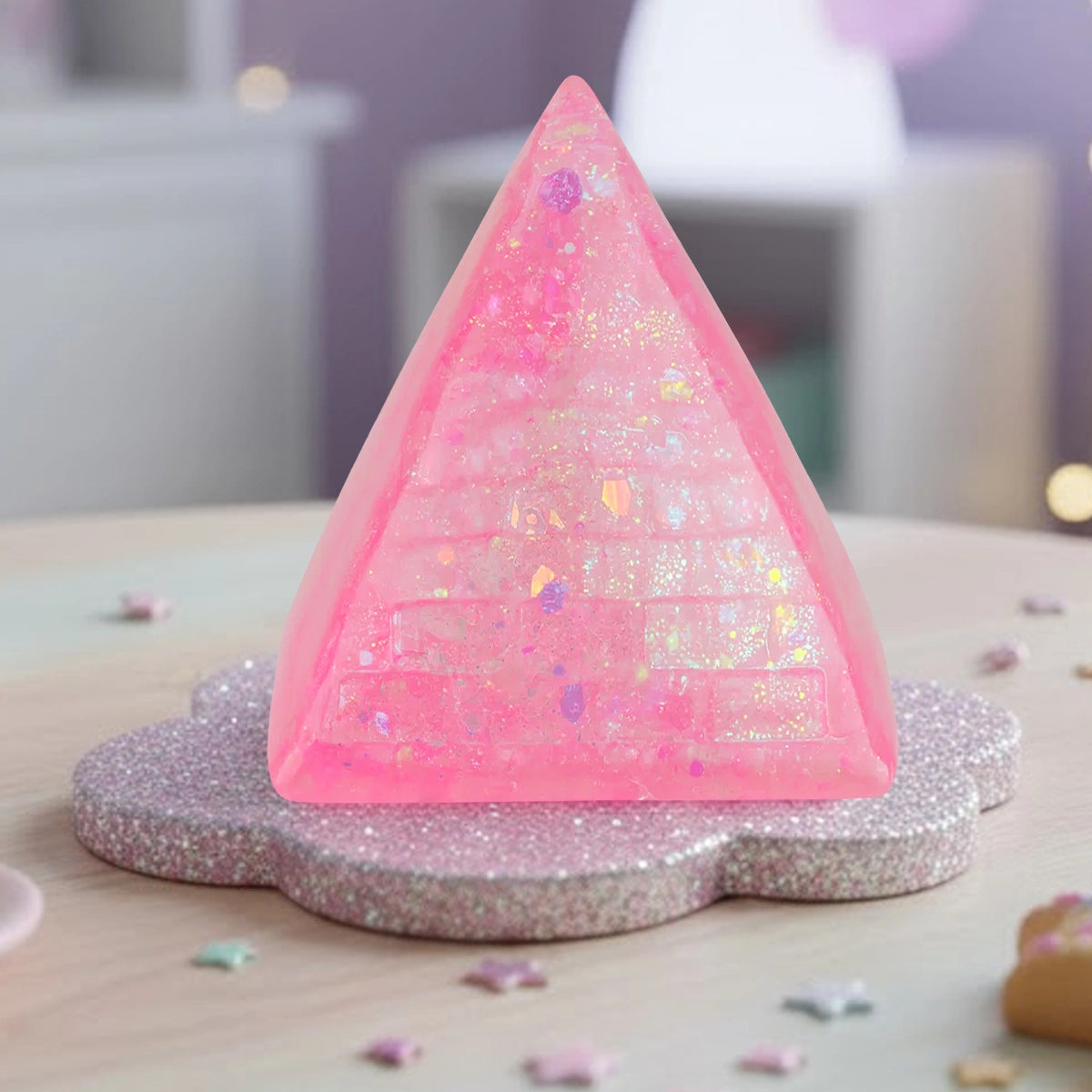 Squishy Antiestrés, Piramide, Color Rosa