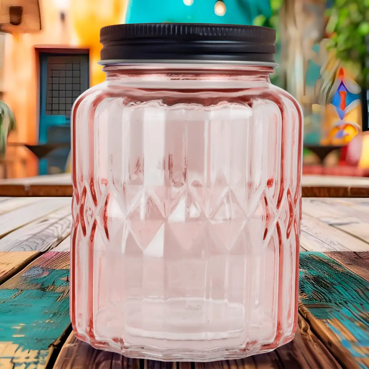 Frasco con Tapa, Color Rosa, 620 ml