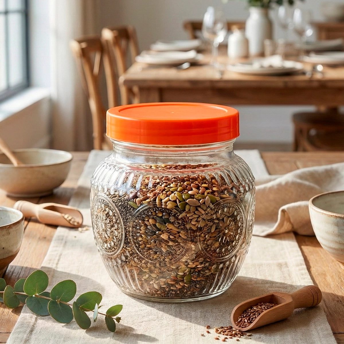 Frasco con Tapa, Color Naranja, 720 ml