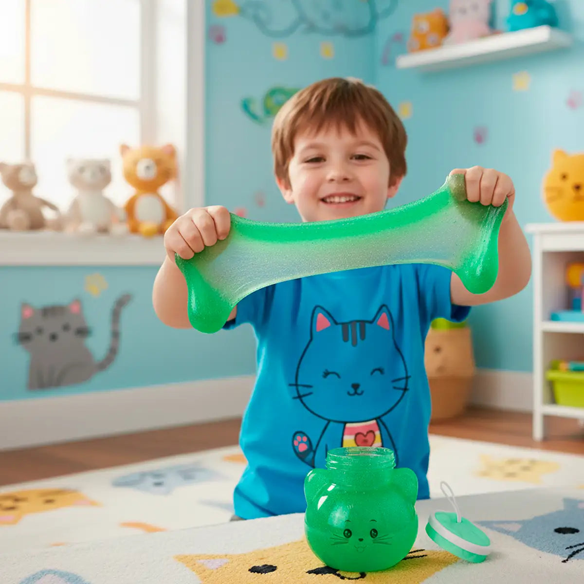 Slime, Gato, Color Verde, 320 gr