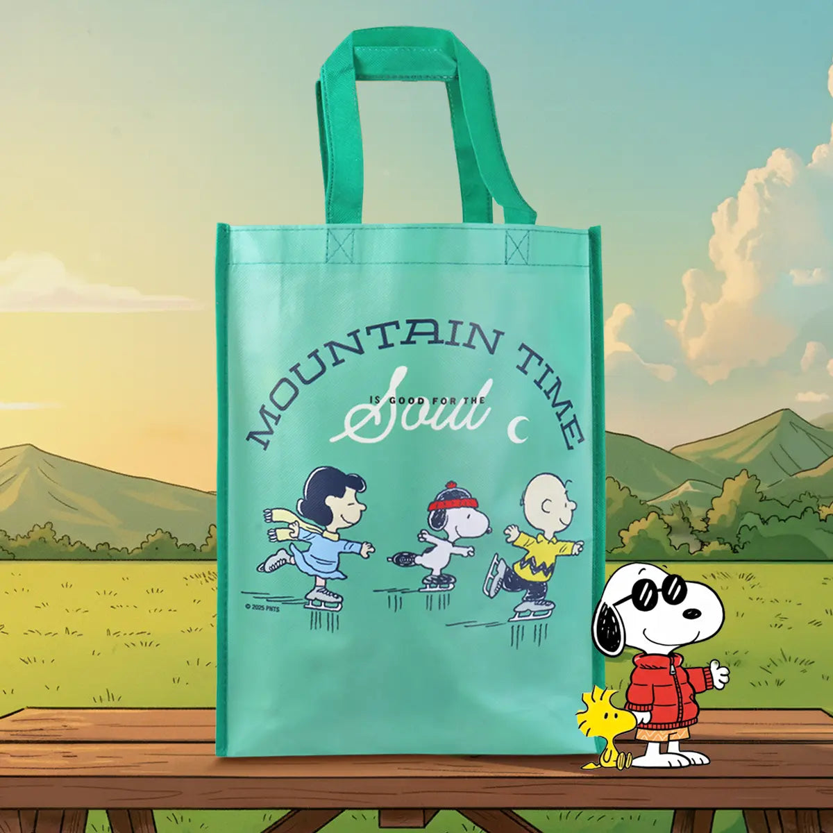 Bolsa Ecológica Navideña, Peanuts, Color Verde