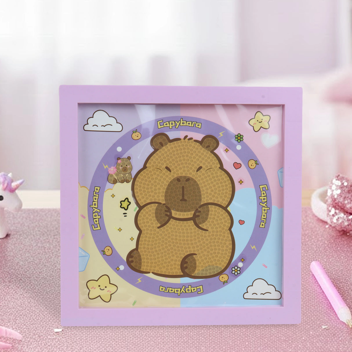 Set Marco con Cuentas DIY, Capibara, Color Morado