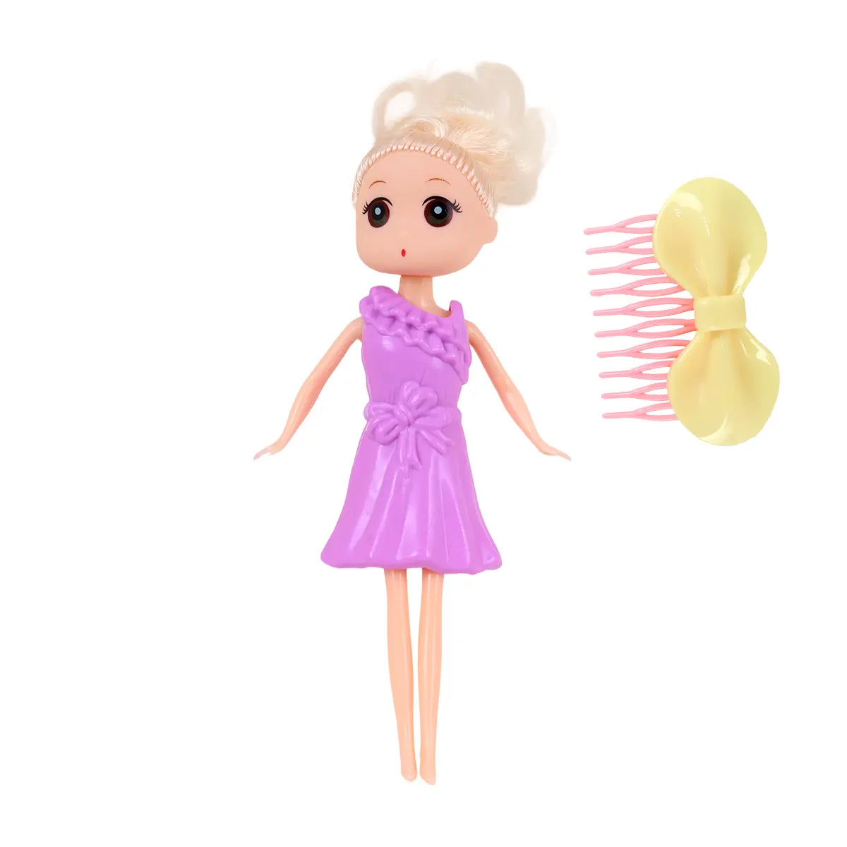 Mini Muñeca con Vestido y Accesorios, Color Lila