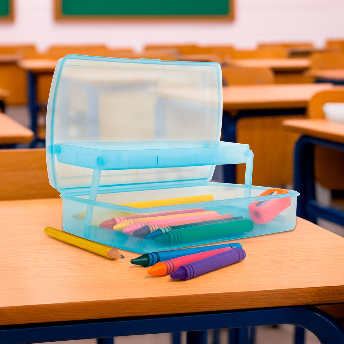 Lapicera de Plástico Grande, Color Azul