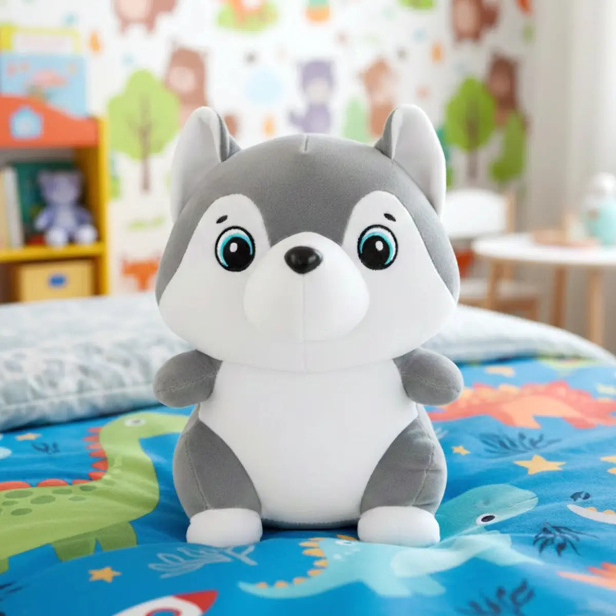 Peluche, Perrito Husky, Color Gris