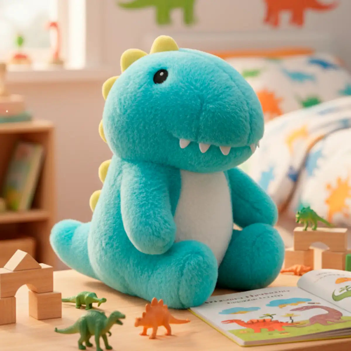 Peluche, Dinosaurio Sentado, Color Azul