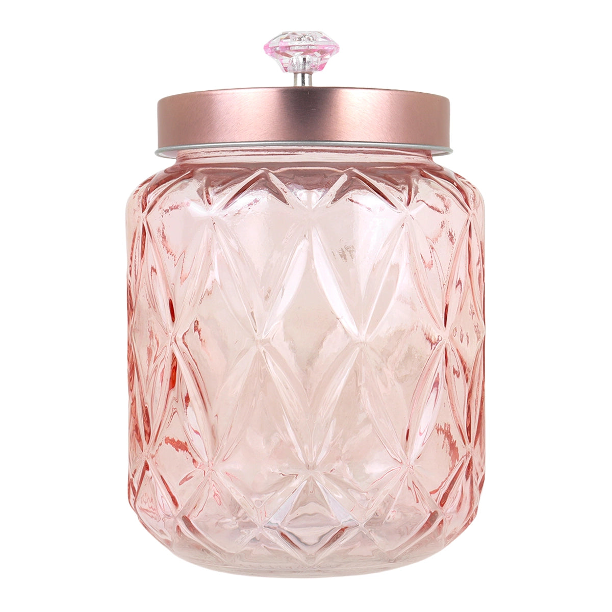 Frasco con Tapa, Diseño Diamante, Color Rosa