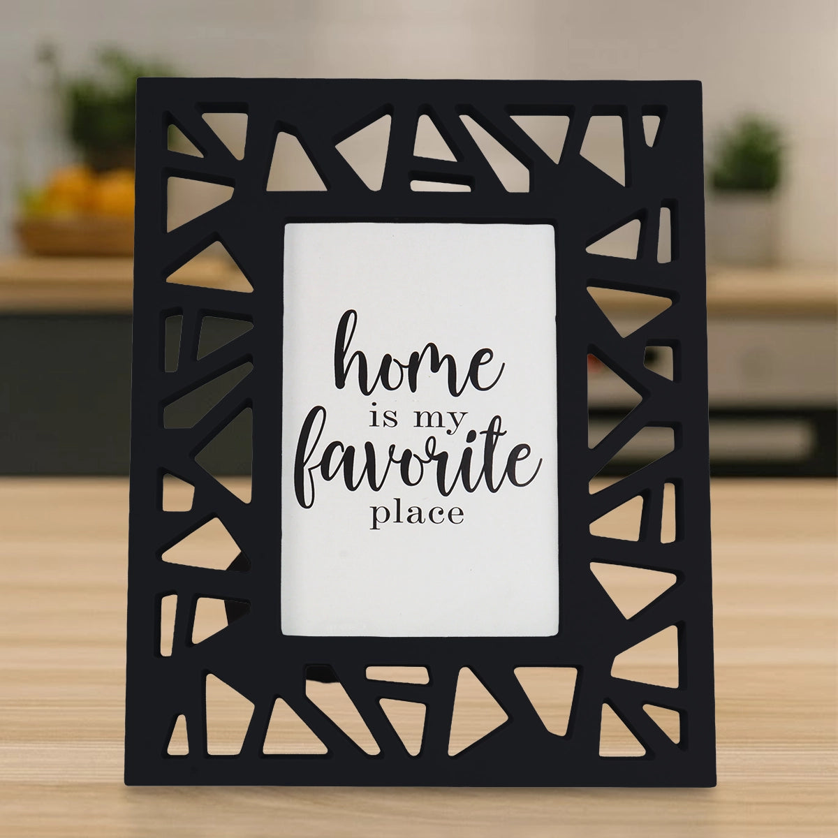 Portarretrato, Diseño Triángulos, Color Negro