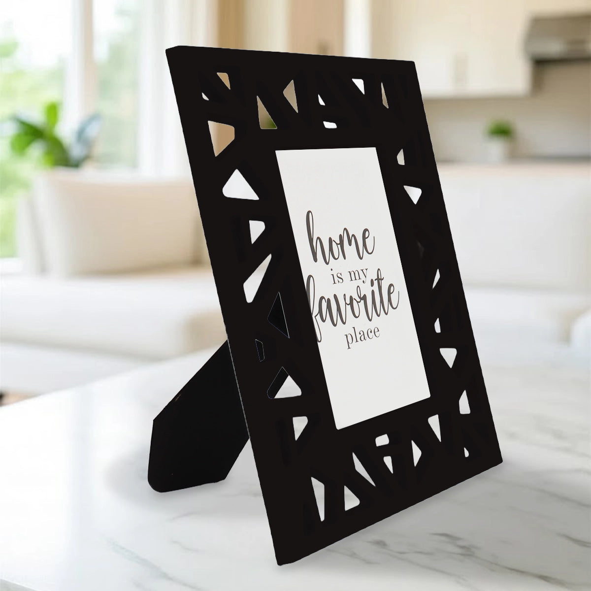 Portarretrato, Diseño Triángulos, Color Negro