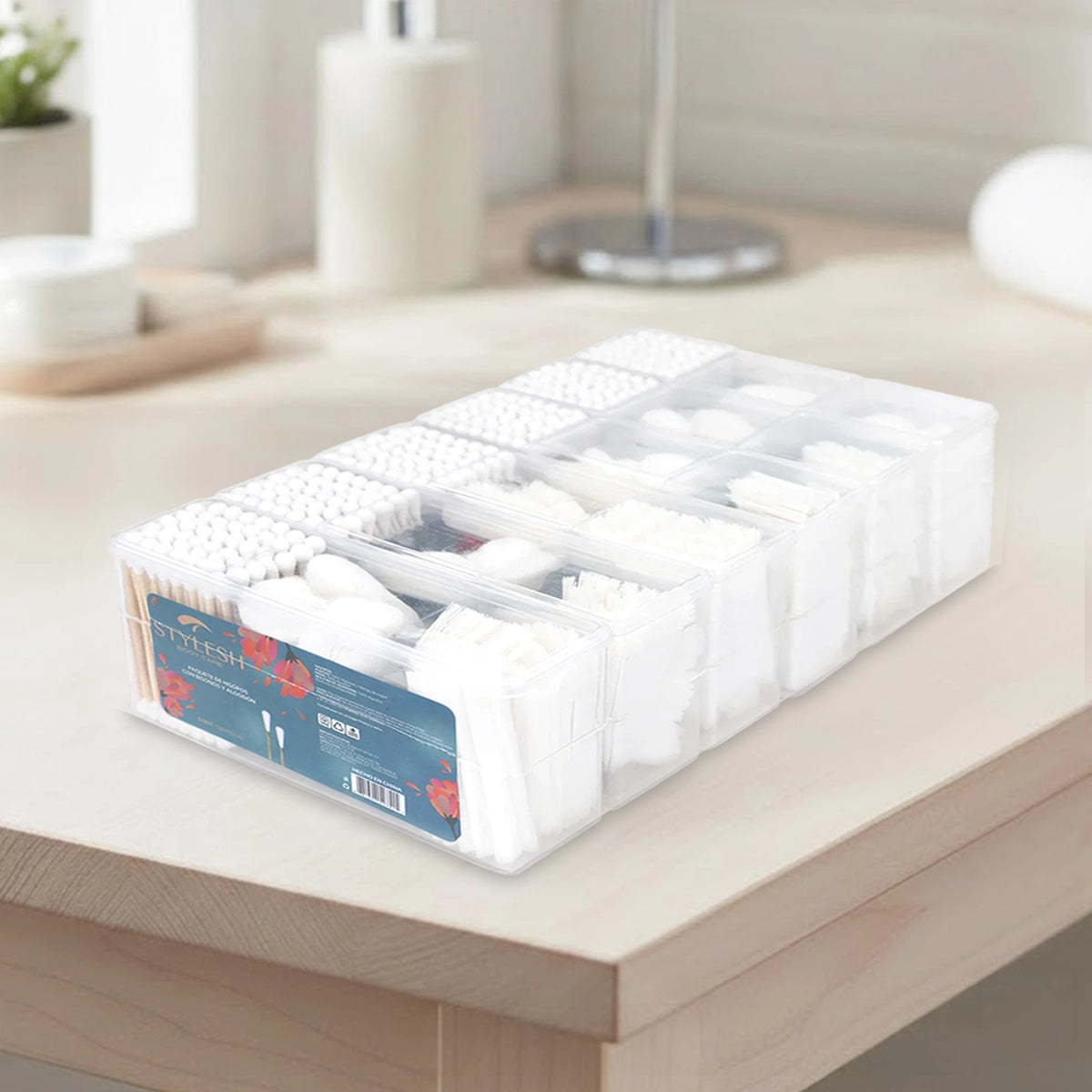 Caja con Hisopos y Algodón, Stylesh, 100 pzas