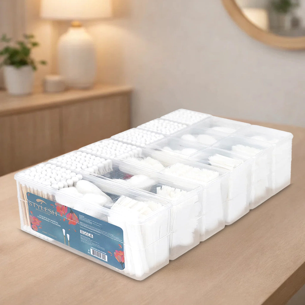 Caja con Hisopos y Algodón, Stylesh, 100 pzas