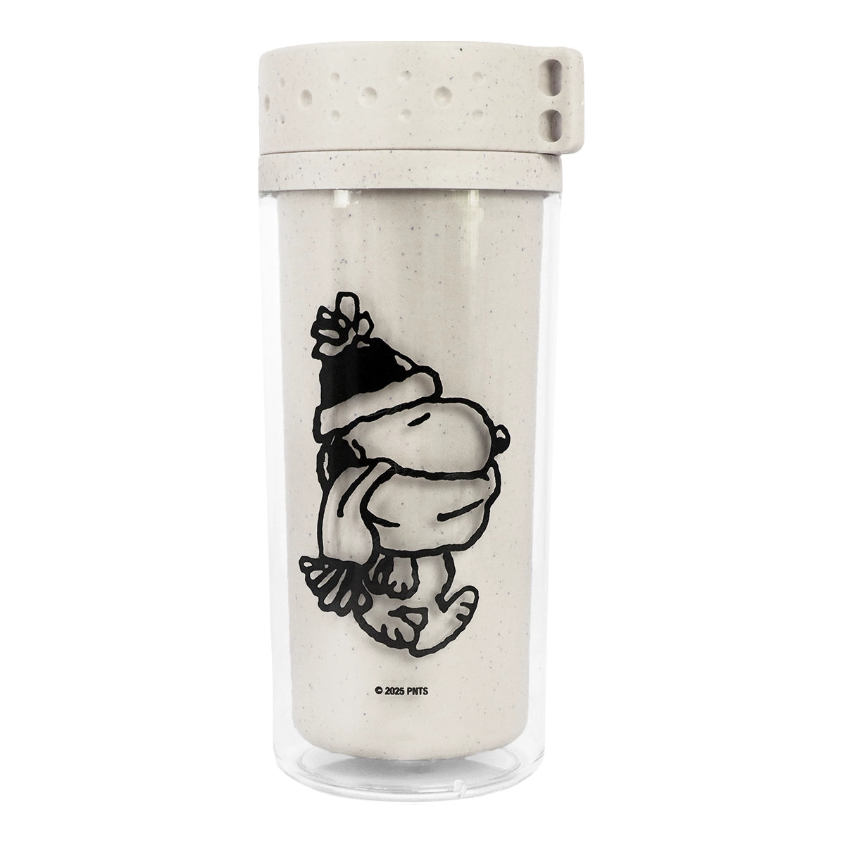 Termo de Plástico, Peanuts, Color Crema, 380 ml