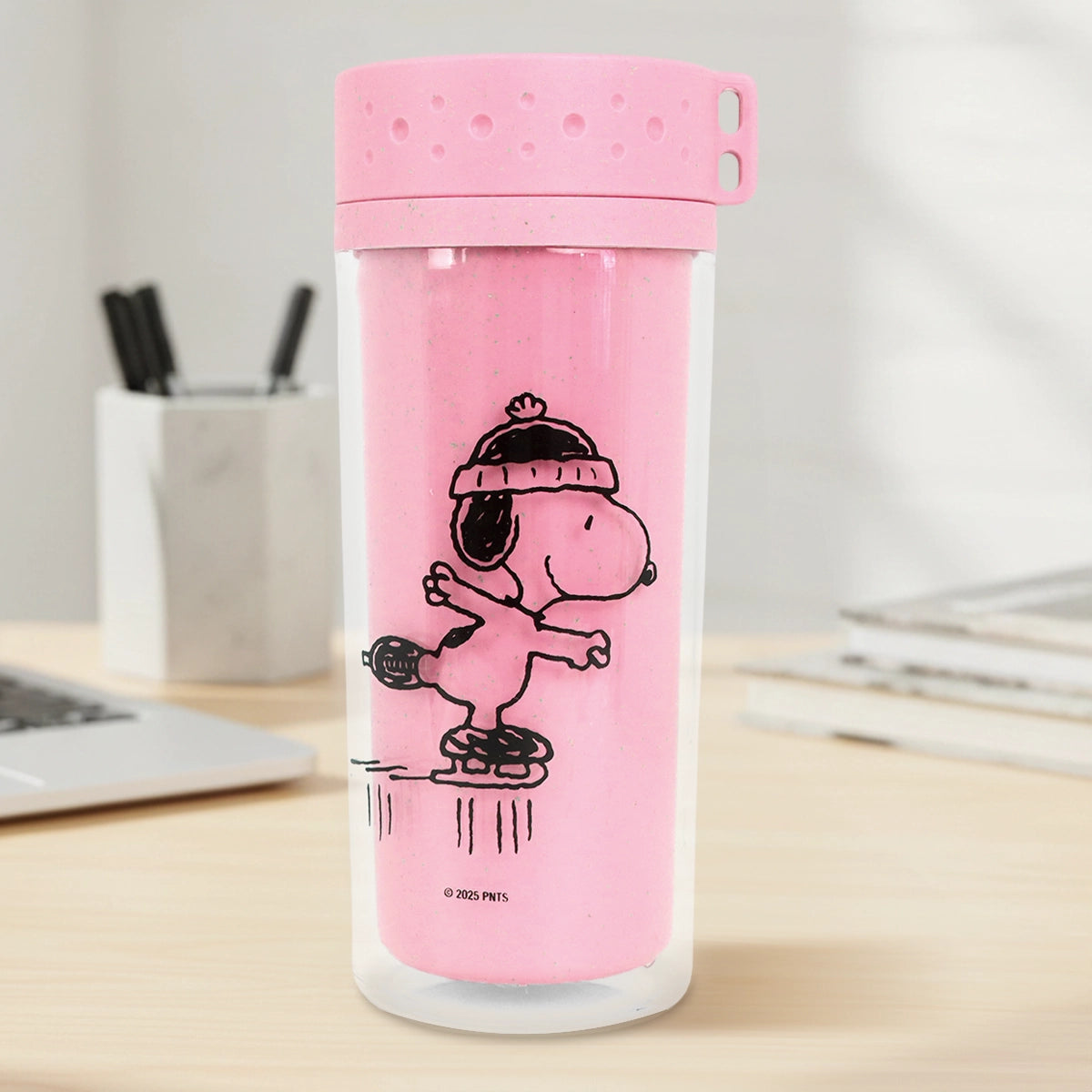 Termo de Plástico, Peanuts, Color Rosa, 380 ml