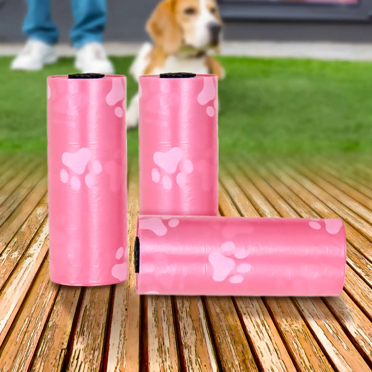 Bolsas para Desechos de Perros, Color Rosa, 6 Rollos