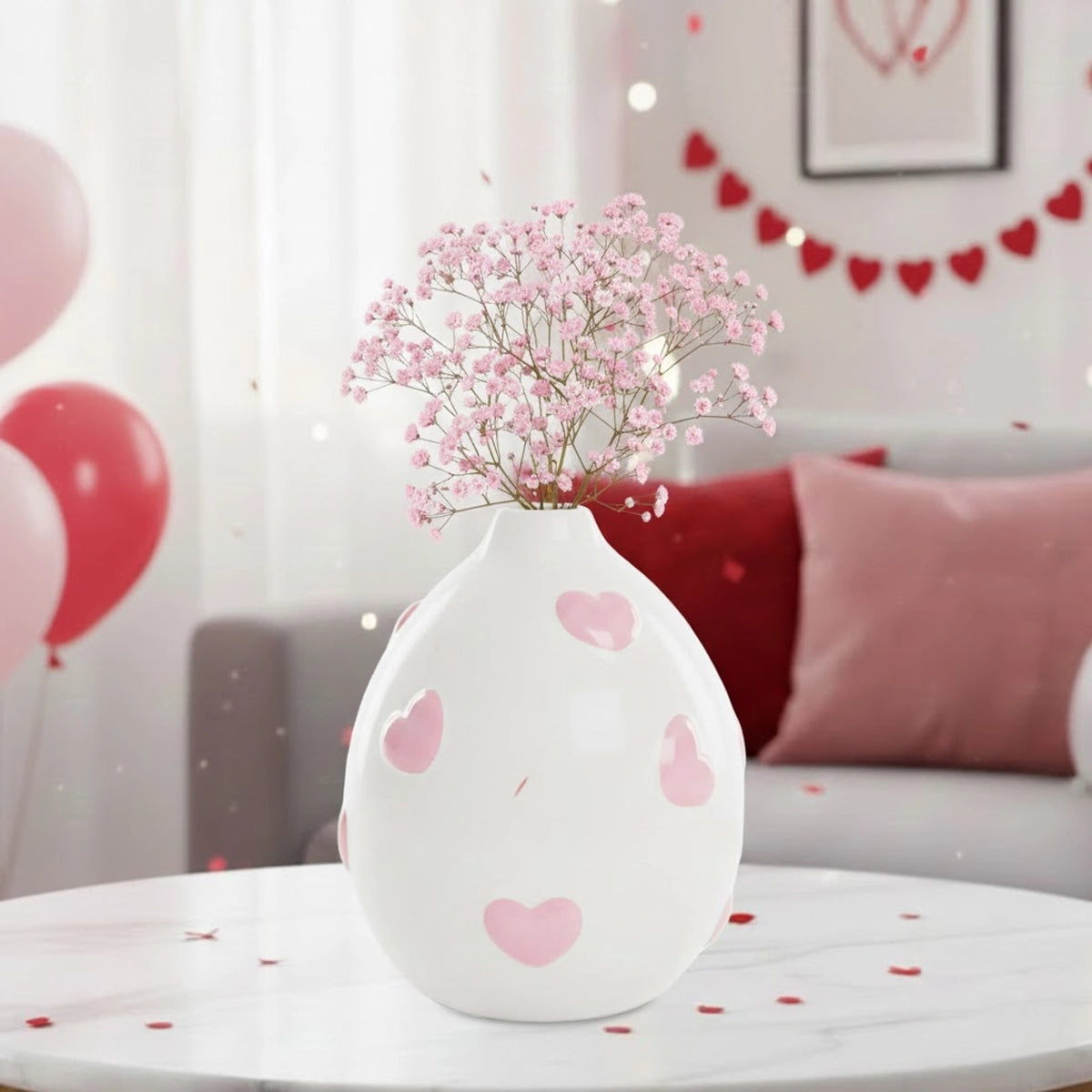 Florero de Cerámica con Corazones