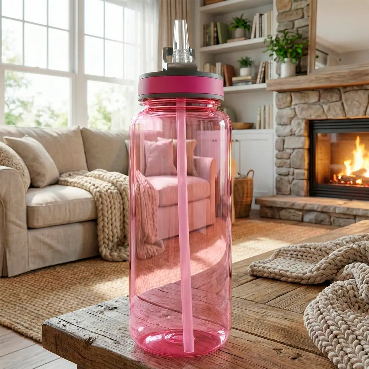 Botella de Agua, Color Rosa, 1 L