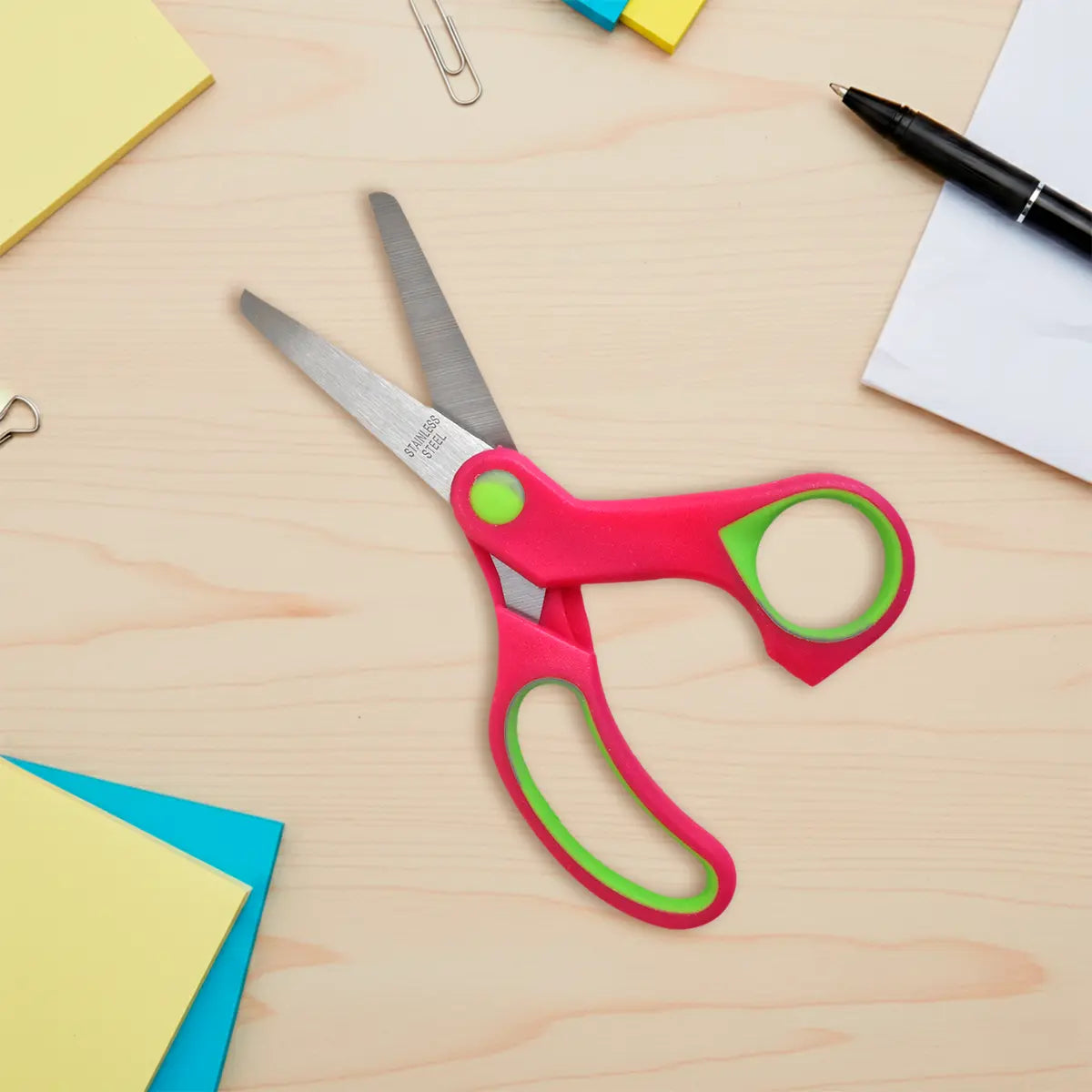 Tijeras Punta Redonda, Color Rosa y Verde