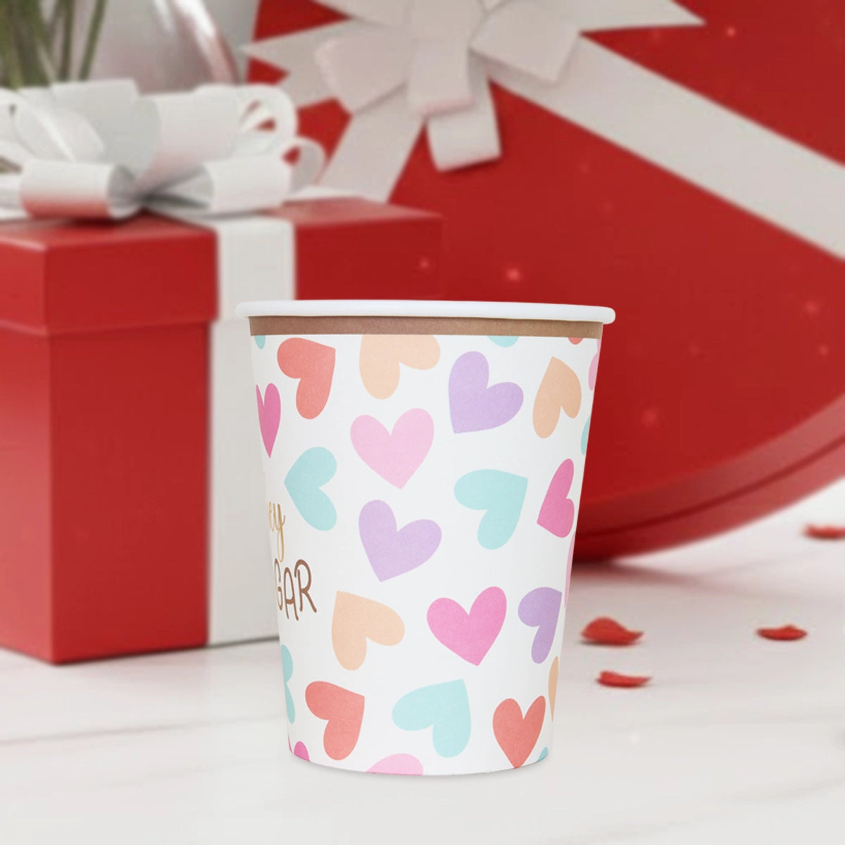 Vasos Desechables de Papel, Diseño Corazón