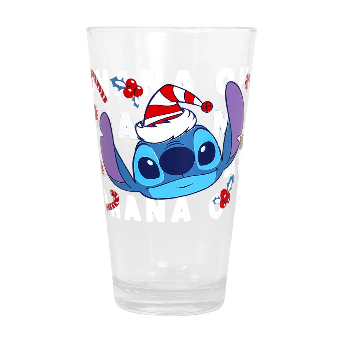 Stitch, Vaso de Cristal Navideño, Ohana, 414 ml