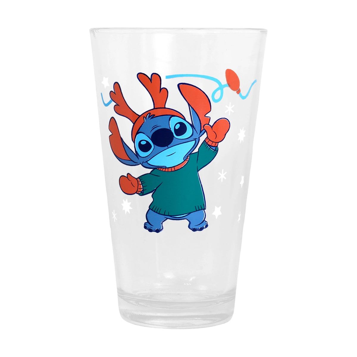 Stitch, Vaso de Cristal Navideño, 414 ml