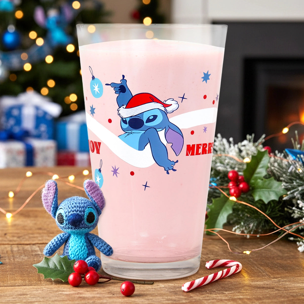 Stitch, Merry Christmass, Vaso Cristal, 414 ml